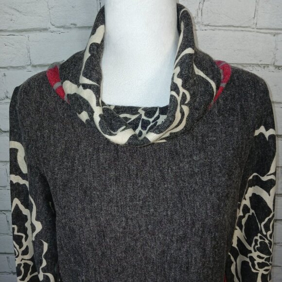 SAND STUDIO SWEATER DRESS, WOMENS, LONG SLEEVE, COWL NECK, FLORAL, SIZE SMALL - Picture 2 of 12